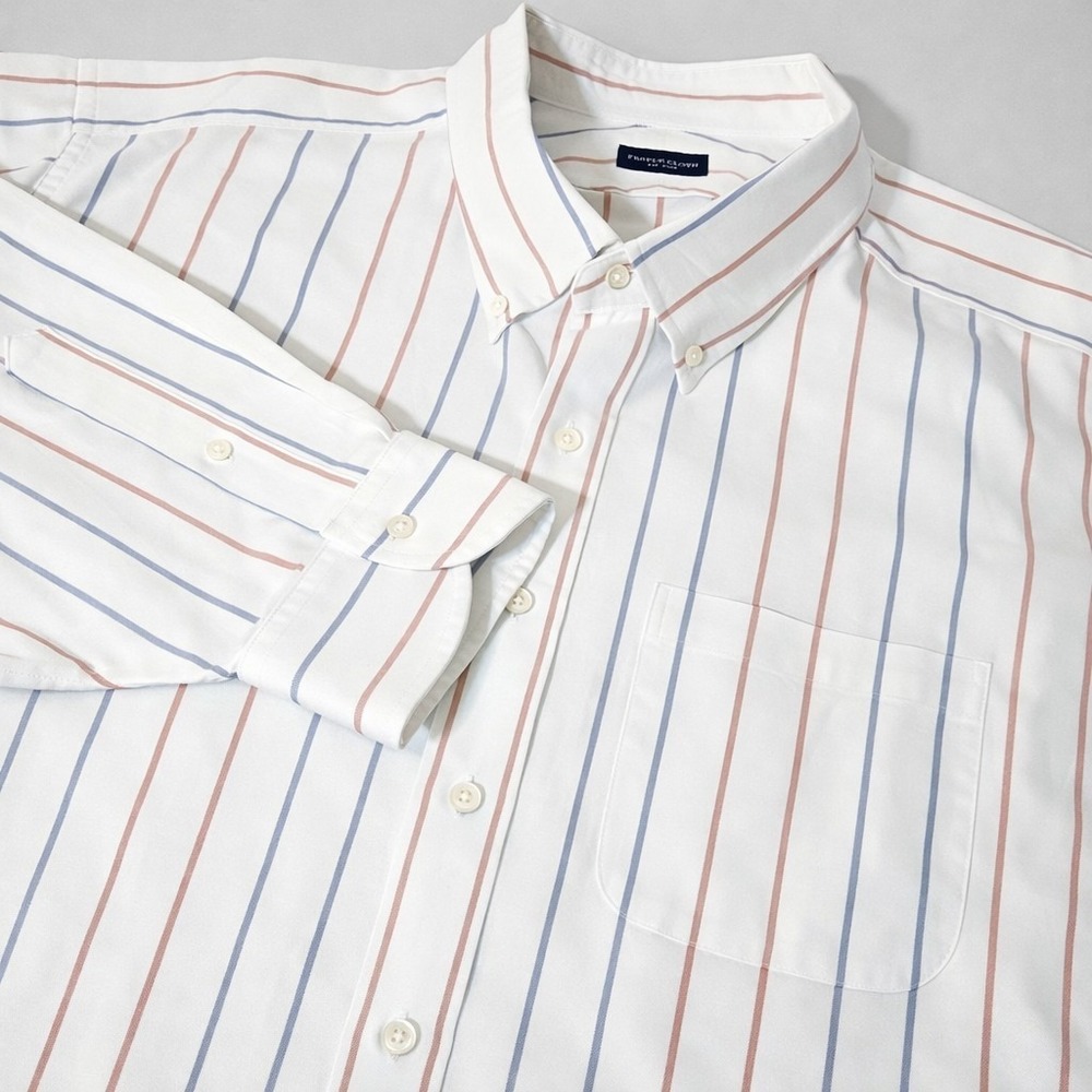 Proper Cloth Dress Shirt Mens 4XB Steel Blue White Big Button Chambray